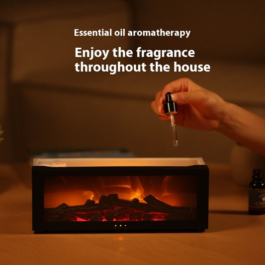 3D Flame Aromatherapy Diffuser – Ultrasonic Essential Oil Humidifier with Colorful LED Mist & Fireplace Effect