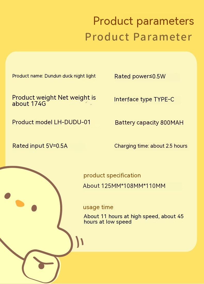 Soft Silicone Duck Night Light – Cute LED Sleeping Lamp with Timer Function