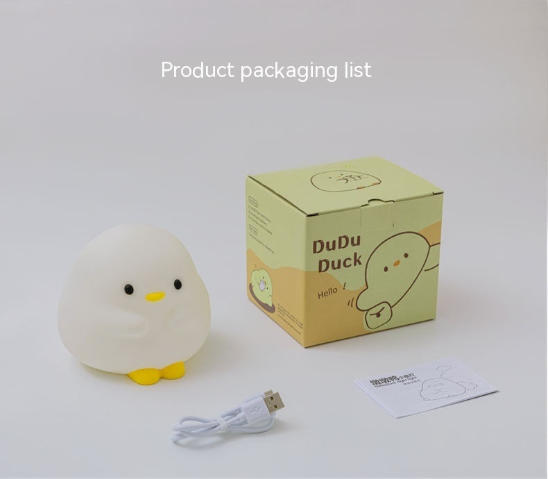 Soft Silicone Duck Night Light – Cute LED Sleeping Lamp with Timer Function