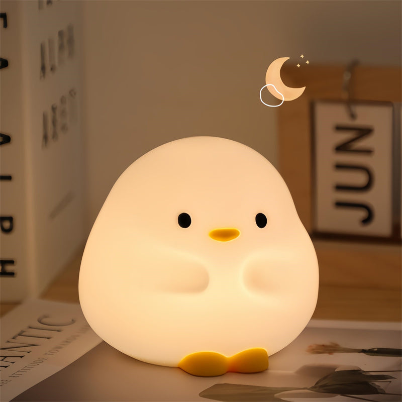 Soft Silicone Duck Night Light – Cute LED Sleeping Lamp with Timer Function