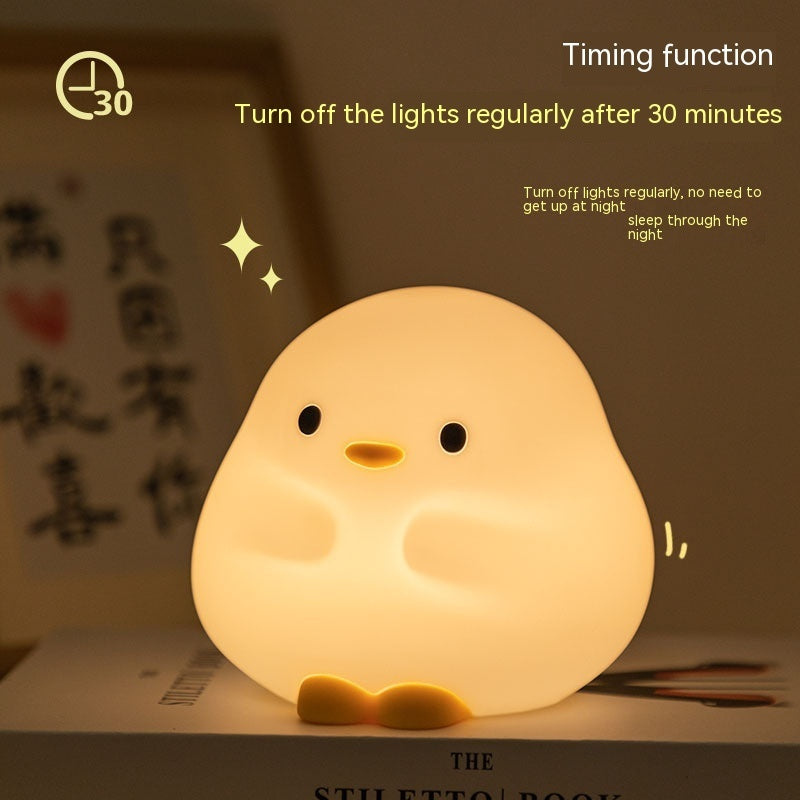 Soft Silicone Duck Night Light – Cute LED Sleeping Lamp with Timer Function